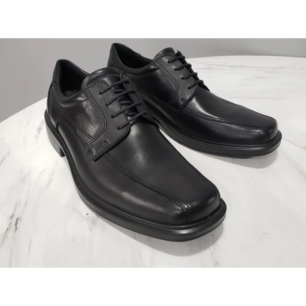 NEW Ecco Helsinki 2 Leather Derby Shoes Square Toe Black Size US 10-10.5 EU44